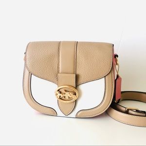 Coach Georgie Saddle Bag Colorblock Crossbody Leather Purse